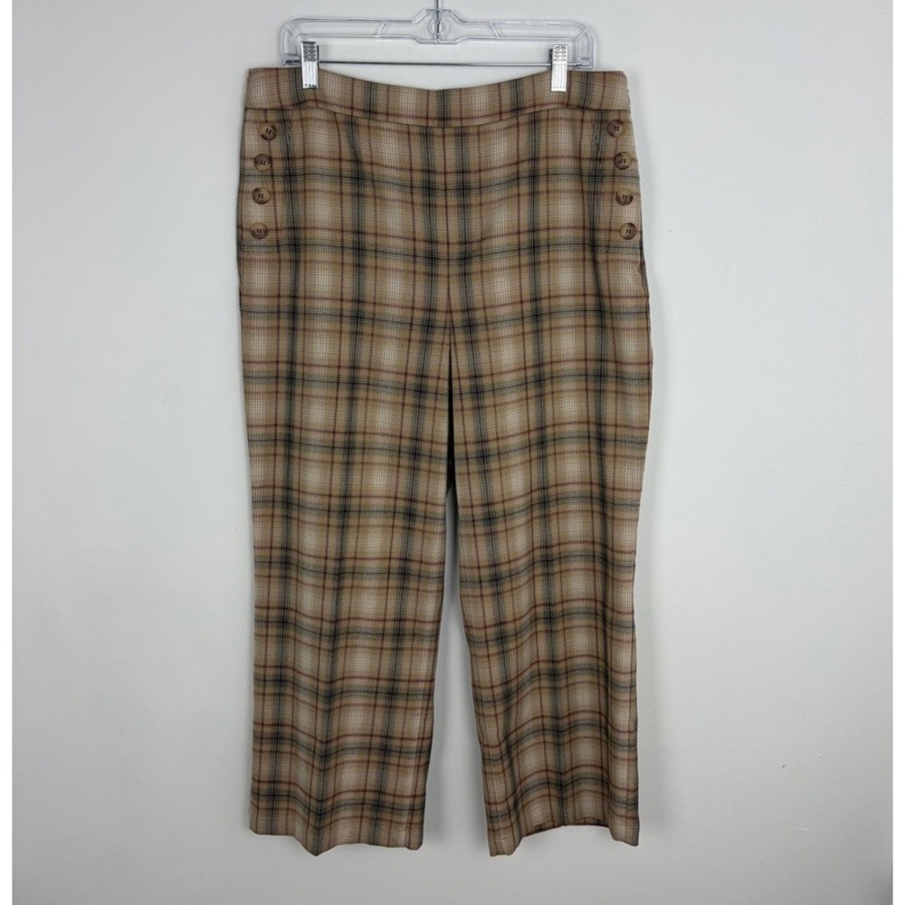 Loft Outlet High Rise Wide Leg Plaid Trouser Pant Academia Cropped Office 12